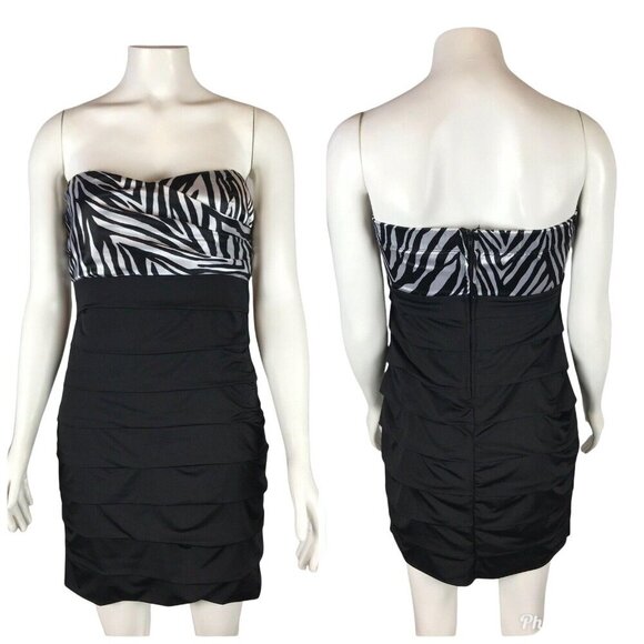 Speechless Juniors Dress Size 11 Black Zebra Print Bodycon Prom Formal Short - Picture 1 of 6